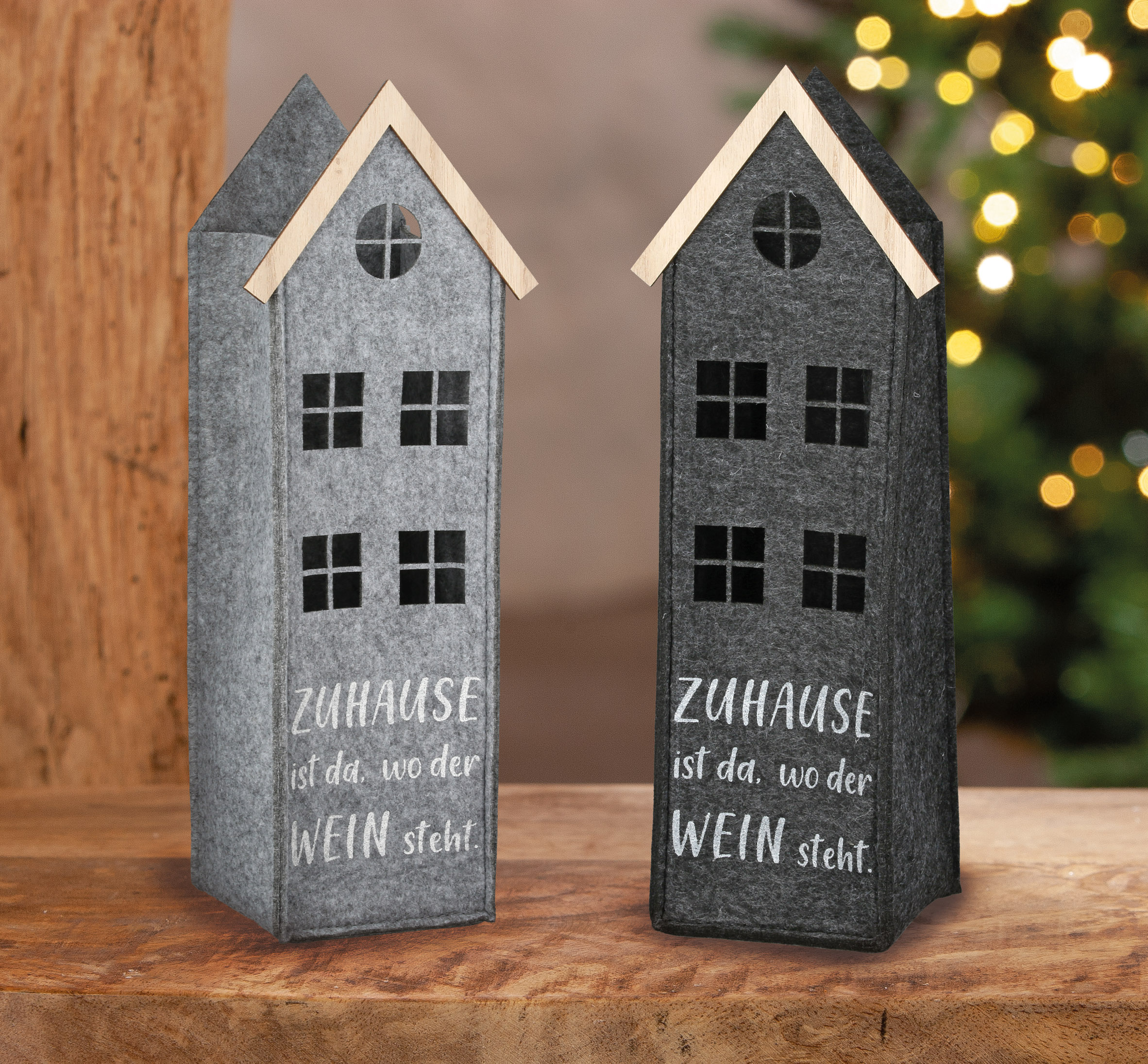 Flaschentasche Haus Filz dunkelgrau Flaschentasche Haus Filz dunkelgrau