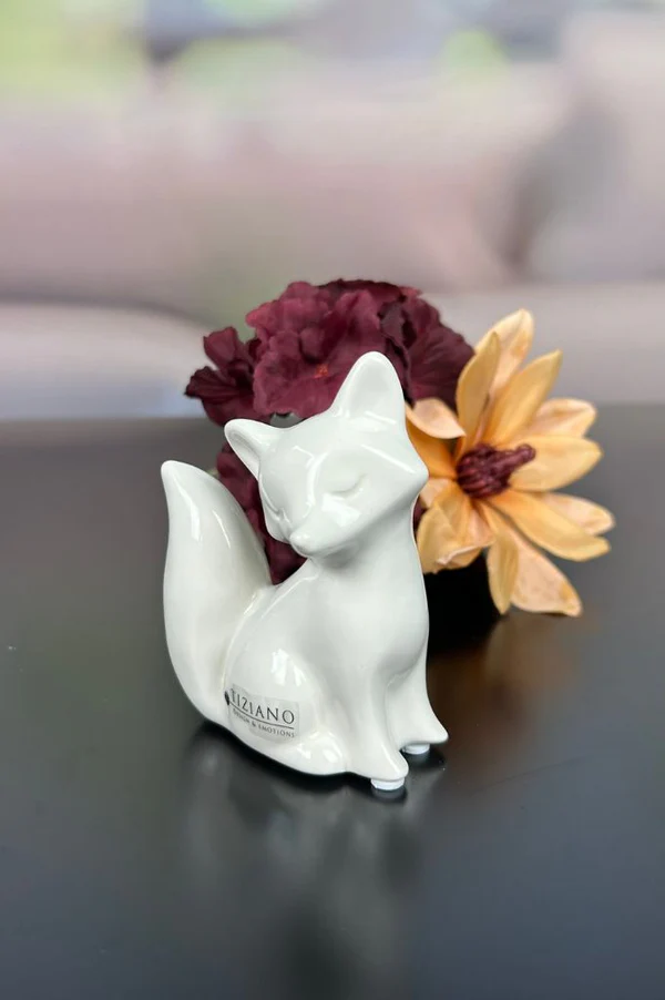 figurin, katze, porzellan, weiß, deko