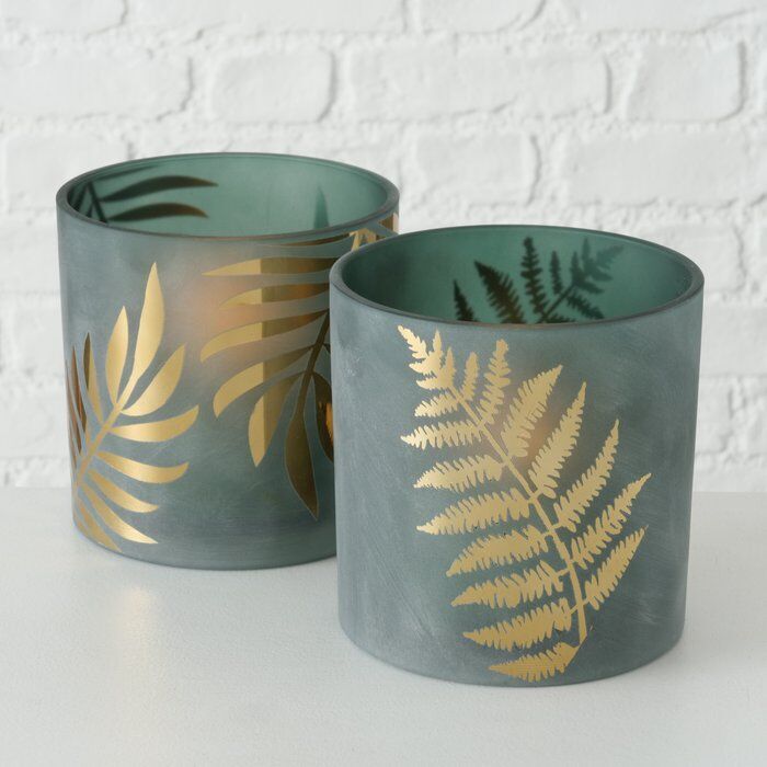 Windlicht Greeny grün 15cm Farn