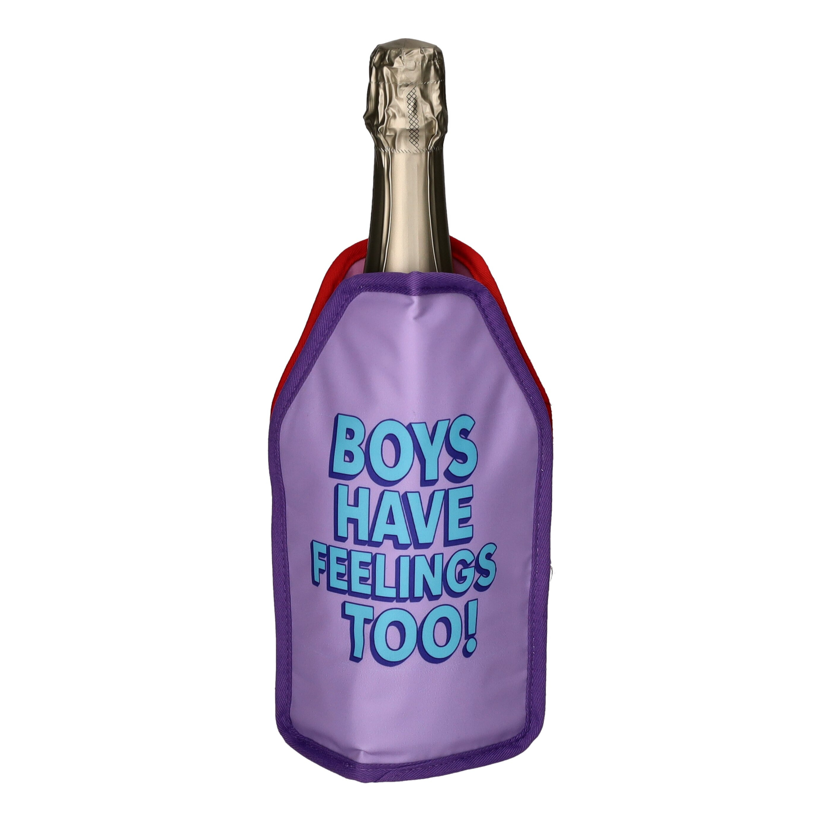 Froid Kühlmanschette mit Motiv Girls and Boys in Rosa und Blau Sektflasche, Kulturtasche, Boys Have Feelings Too, Pfandflasche, Flasche mit Hülle