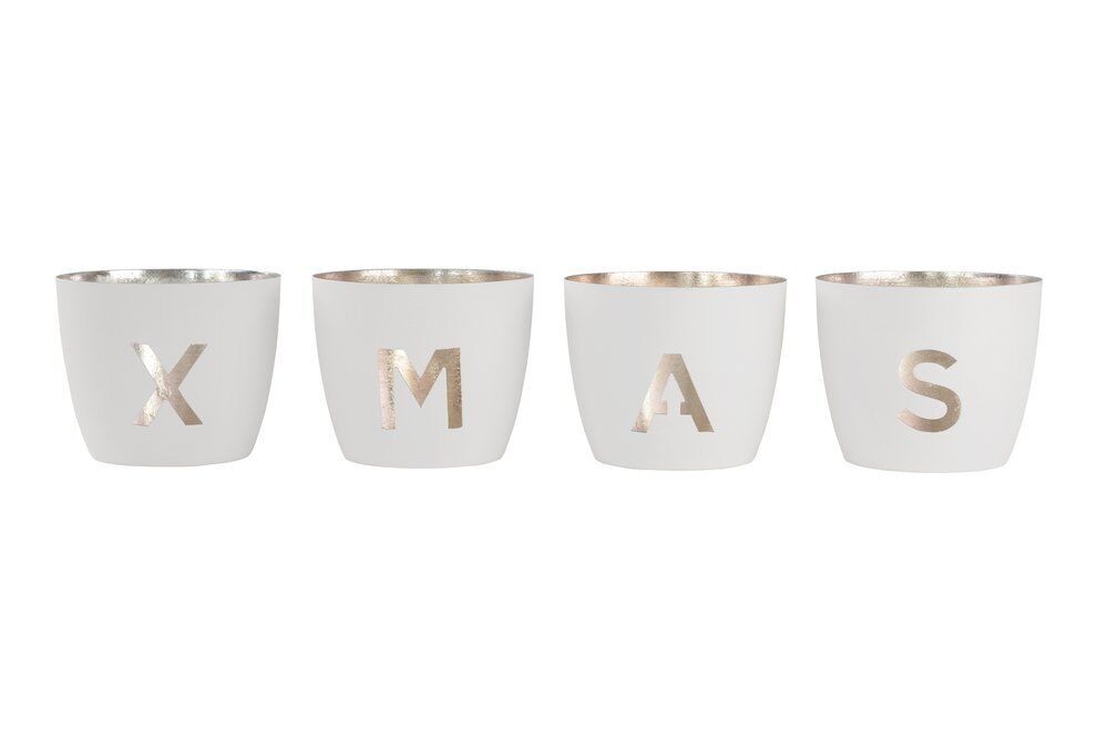 77930xmasset Madras Windlicht-Set XMAS weiß/gold