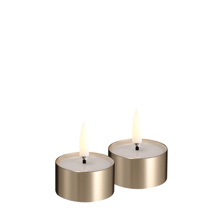 Piffany Uyuni LED Melted Tealight, Messingoptik, 2er Set, 4,1x2,3cm Teelicht, Stumpenkerze, Kerze, Paarteelicht, Kerzenleuchter-?