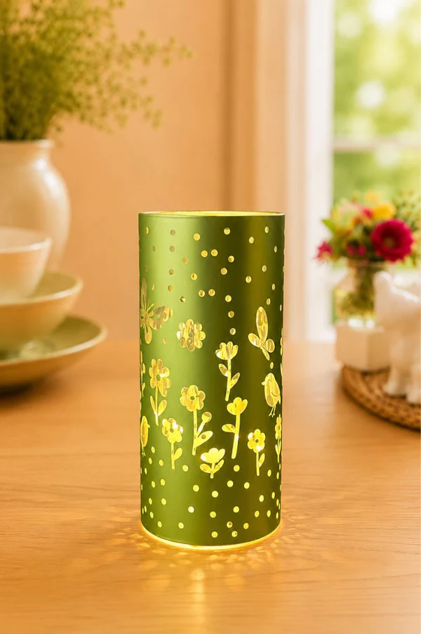 Glastasche, Glasvase, Deko-Vase, Grün, Blumenmuster