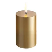 Piffany LED Stumpenkerze Gold Finish, glatt, 5x7,5cm Kerze, Kugelkerze, Votivkerze, Goldfarbig, Flamme