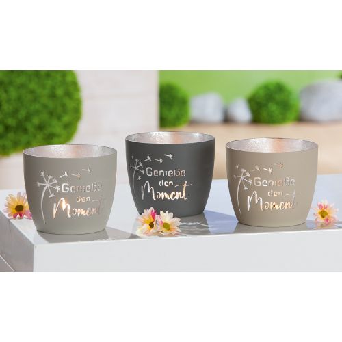 Windlicht Pusteblume Metall dunkelgrau 9cm Töpferei, Tasse, Porzellan, Glas, Schüssel