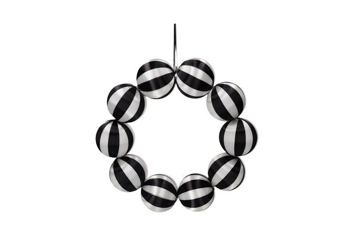 Chinois Kugelkranz 30cm Streifen schwarz/weiß Zubehor, Ohrring, Schmuck