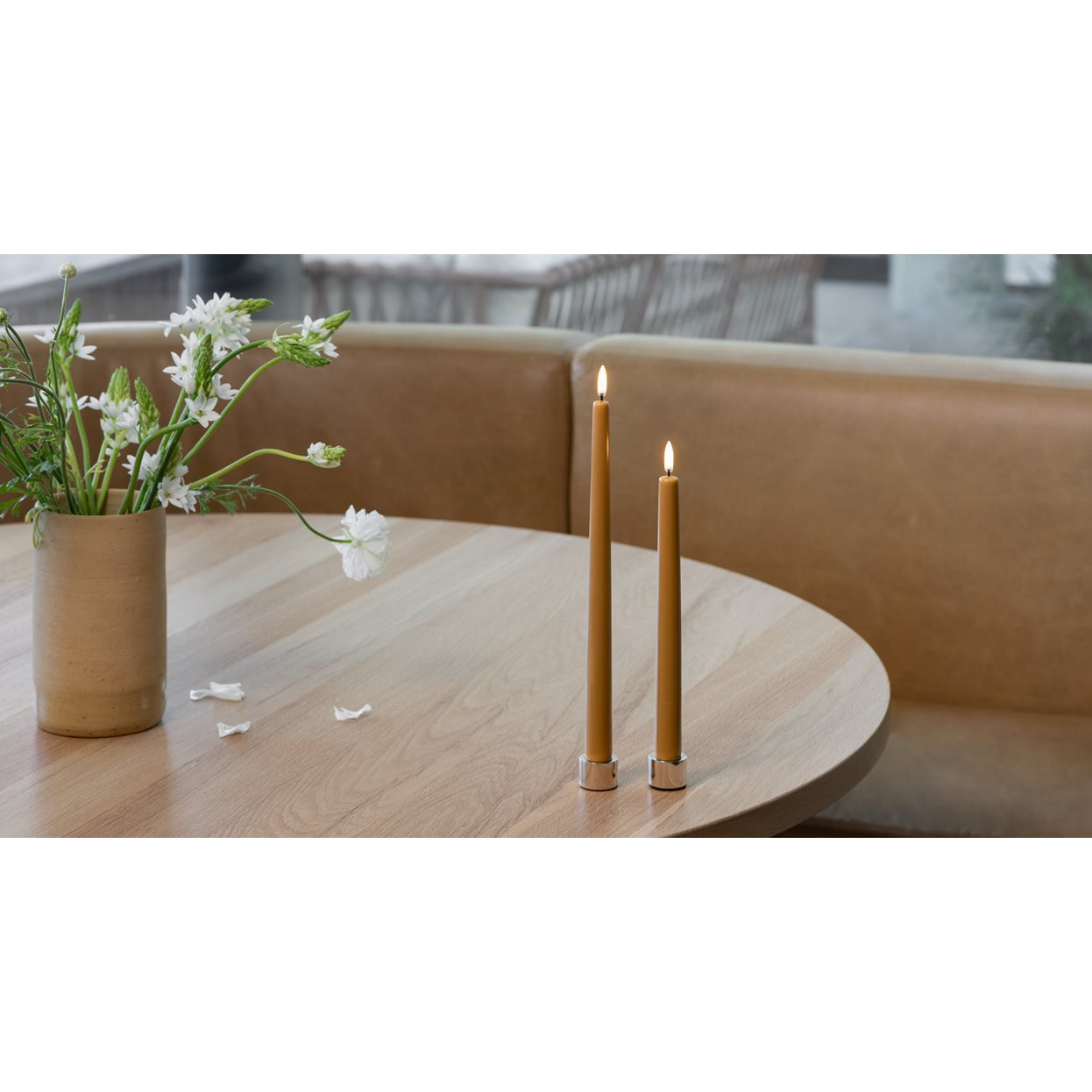 Piffany LED Spitzkerzen Soft-fit Cap 2er Set 2,3x16,4cm Nordic White Tisch, Kerzen, Kerzenhalter, Kerzenlicht, Vase