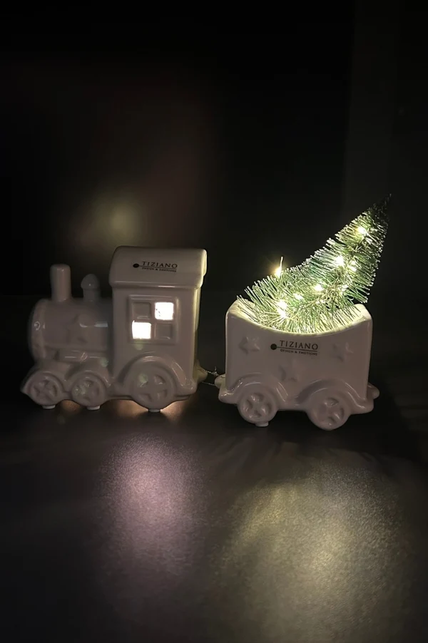 Deko Zug Lukas 4tlg LED cremeweiß zug, figur, miniatur, beleuchtung, baum-topf