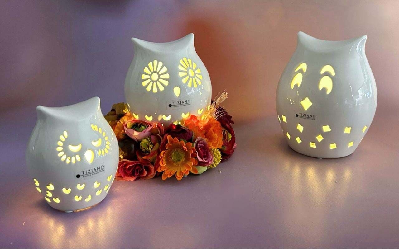 Eule Cora Blume 12cm LED cremeweiß Eule Cora Blume 12cm LED cremeweiß