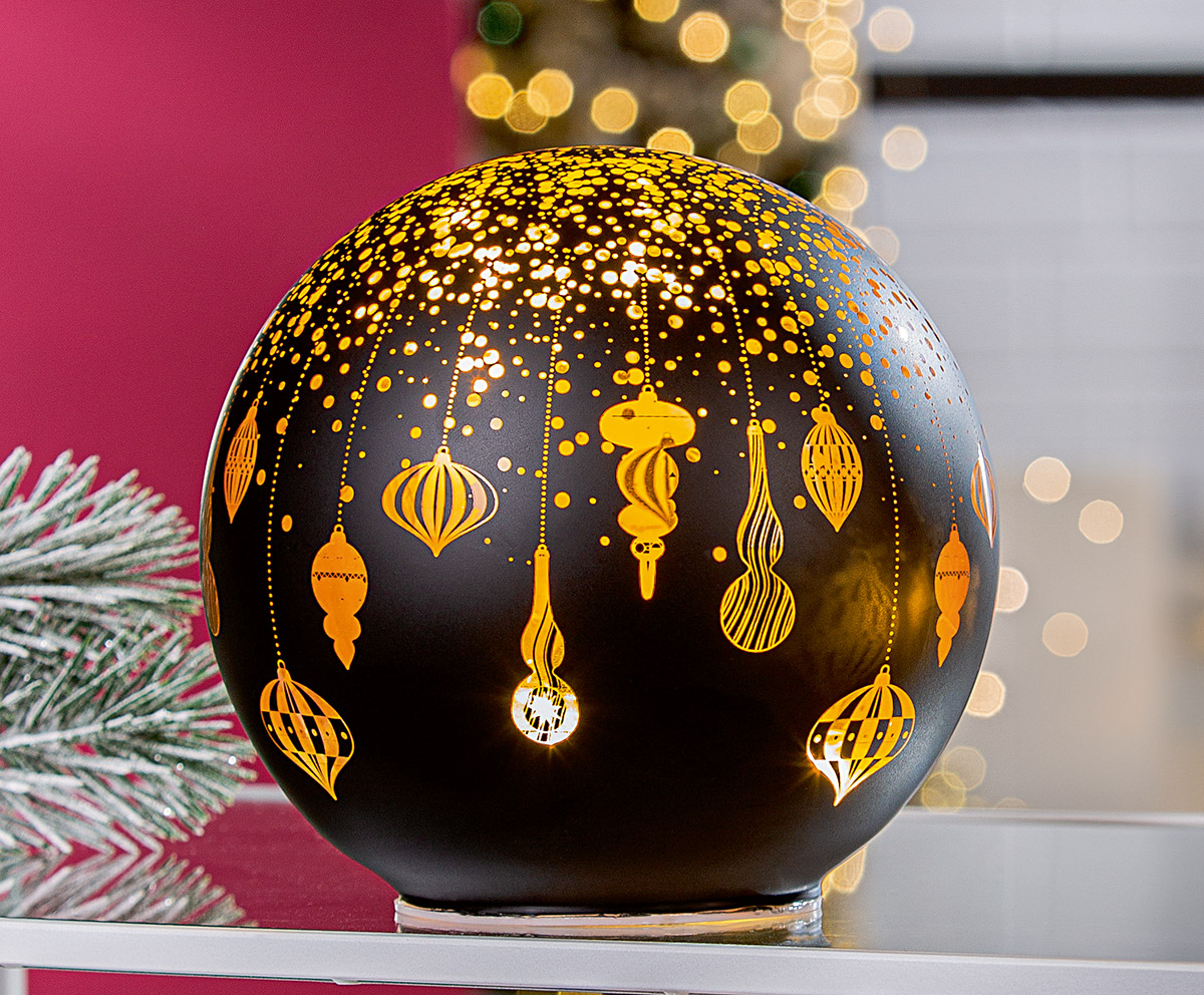 Lichtkugel Noel schwarz 15cm ball, ornament, globe, gold, christmas