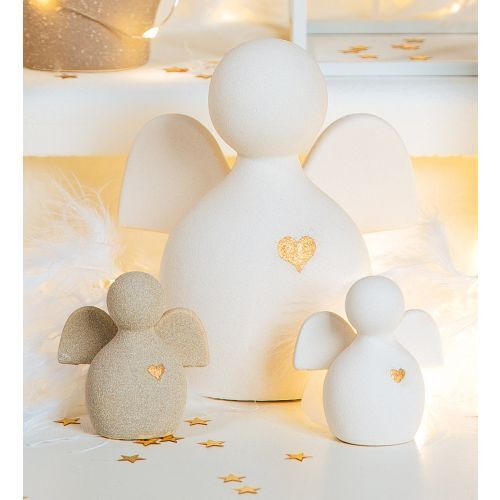 Figur Engel Heart 13,5cm Keramik weiß