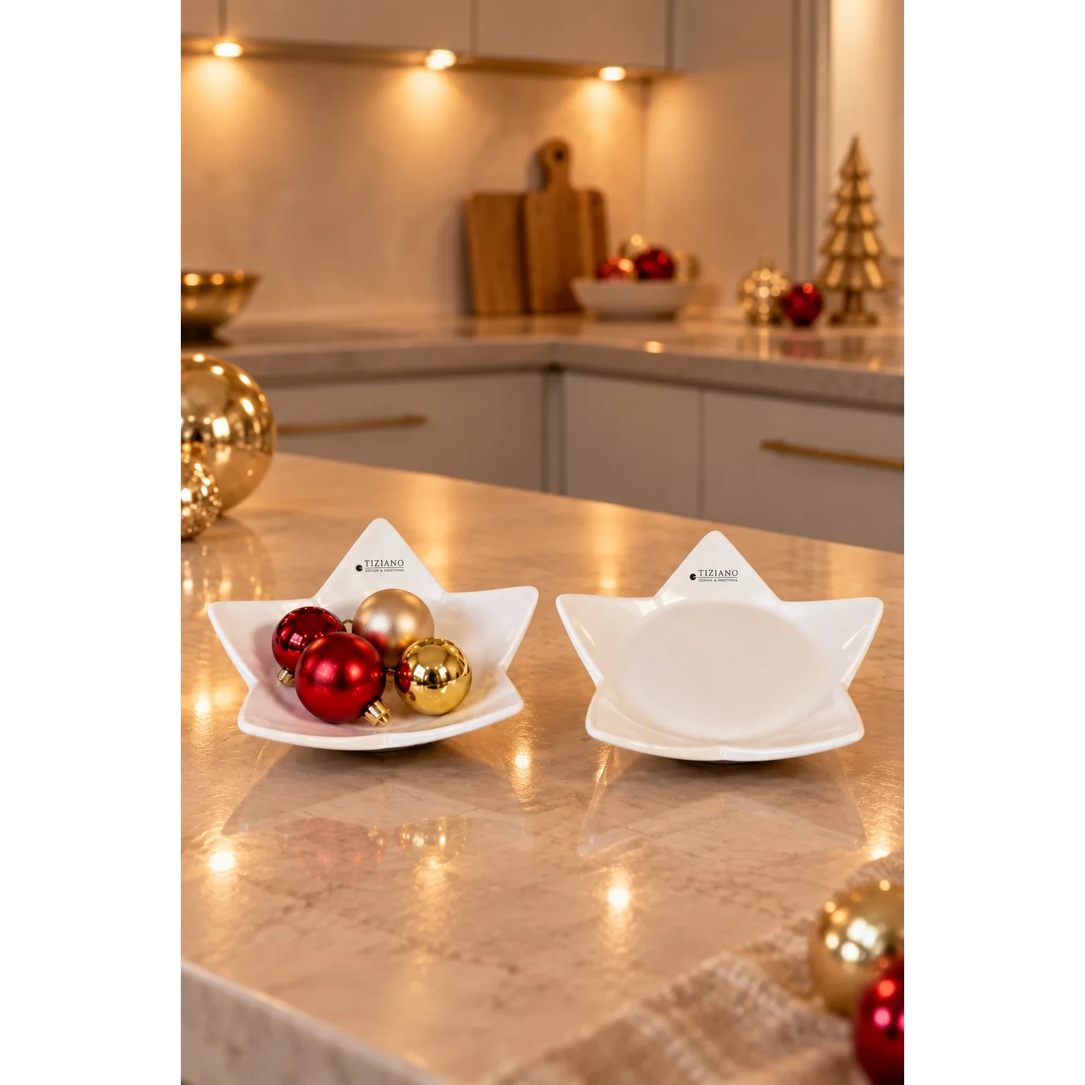 Sternschale Stella flach 13 cm creme-weiß von Tiziano Schüssel, Weihnachtsdeko, Kugeln, Keramikschale, Sternform