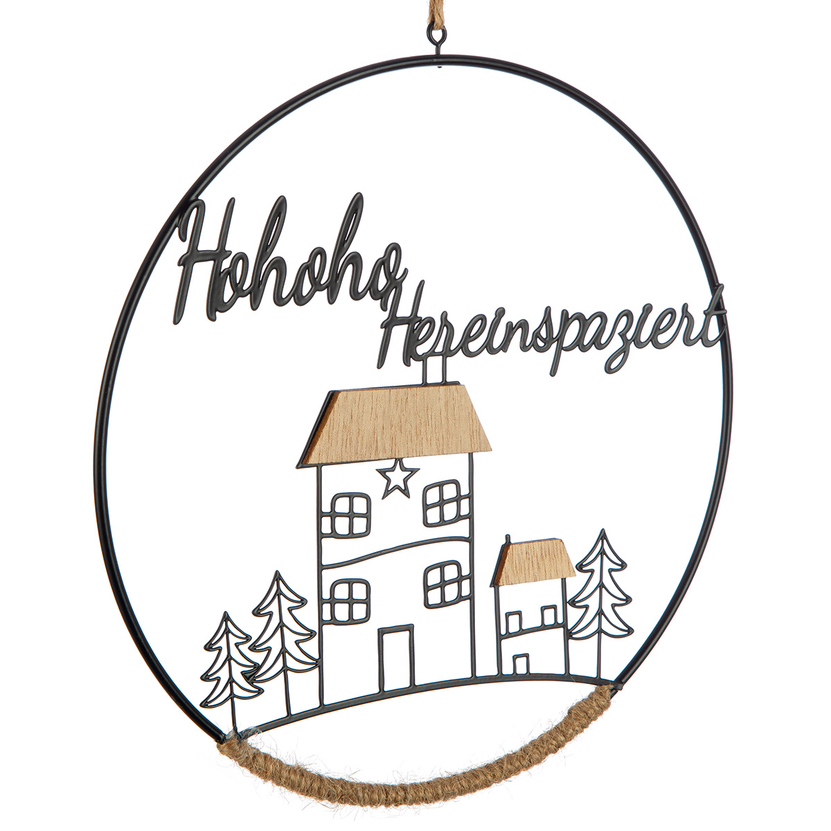 Deko Hänger "HoHoHo" 20cm hängende dekoration, haus silhouette, holzakzente, sellerie hengest, winter schild