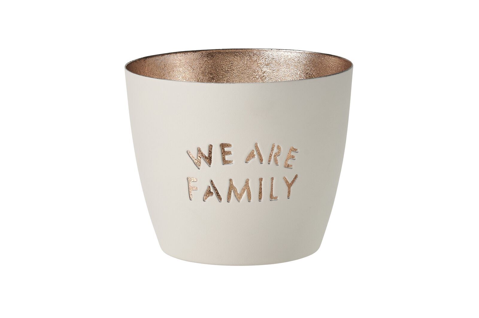 Madras Windlicht M We Are Family weiß/gold