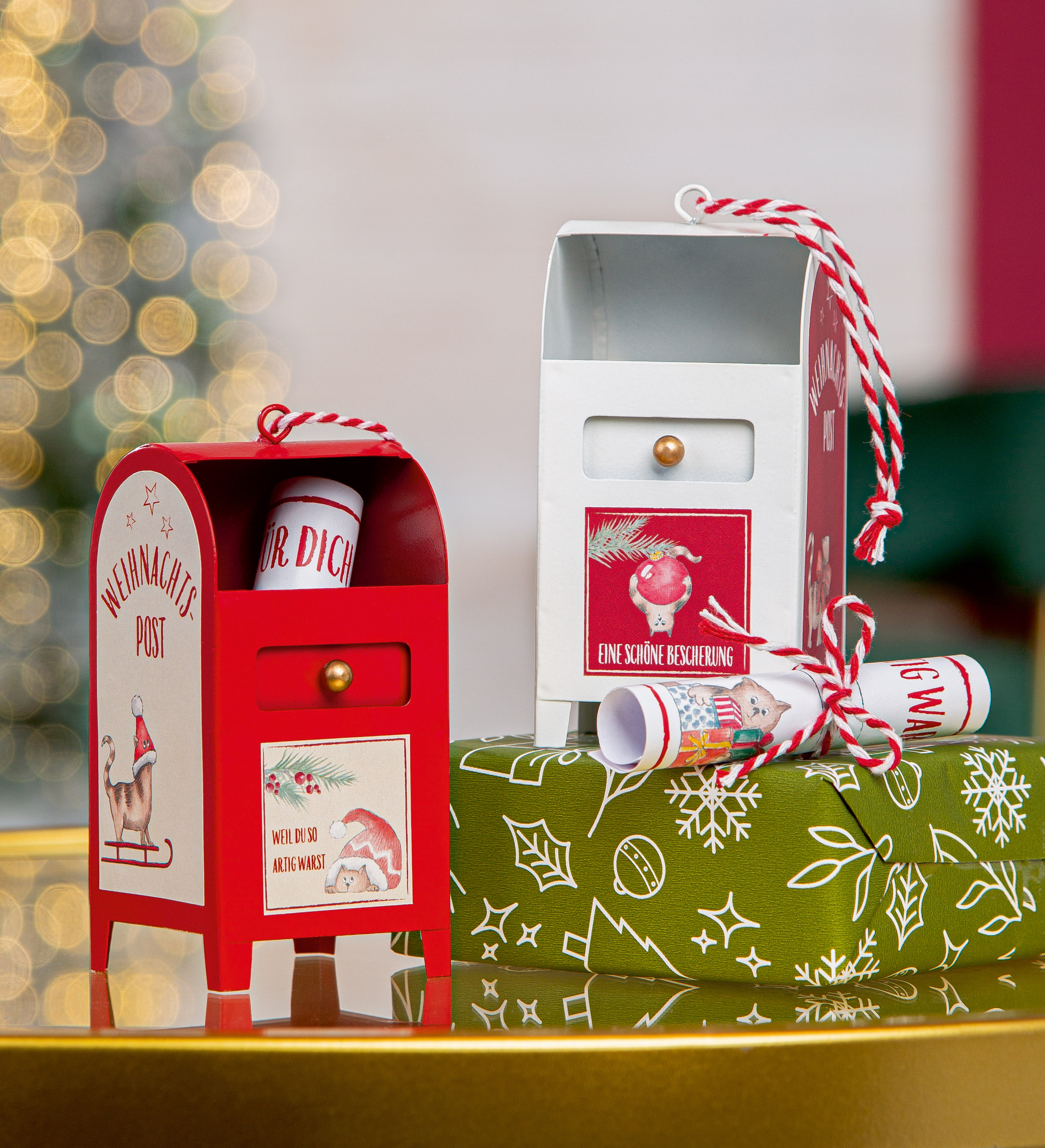 Weihnachtsbriefkasten, Postkasten, Miniatur-Post, Rot, Geschenkverpackung
