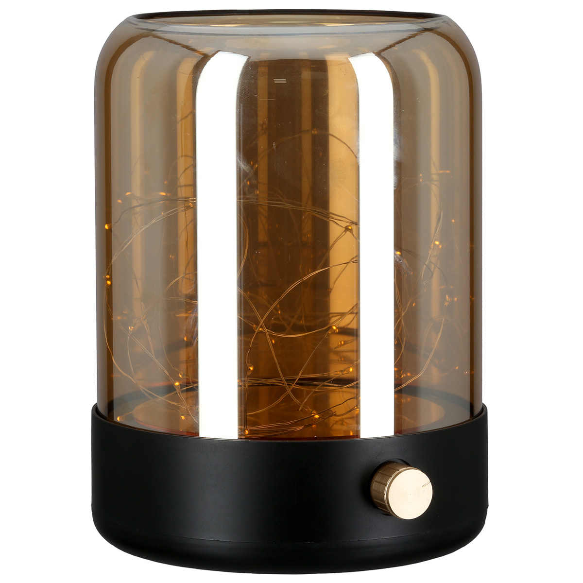 Windlicht Brightshine braun LED Glas 22cm Glaskrug, Vase, Lampe, Lichterkette, Dekoschein