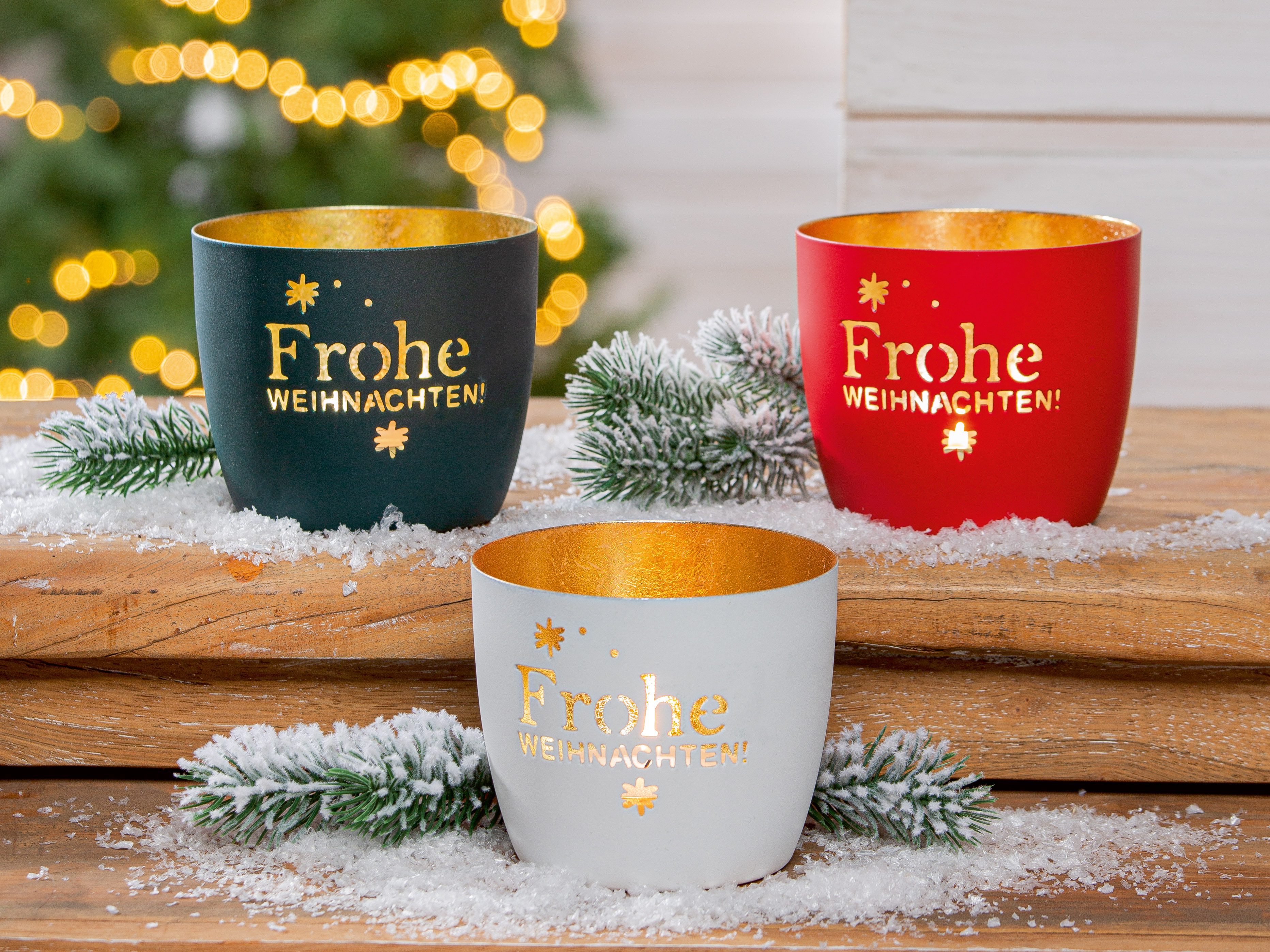 Windlicht Frohe Weihnachten Metall rot 9cm Pokal