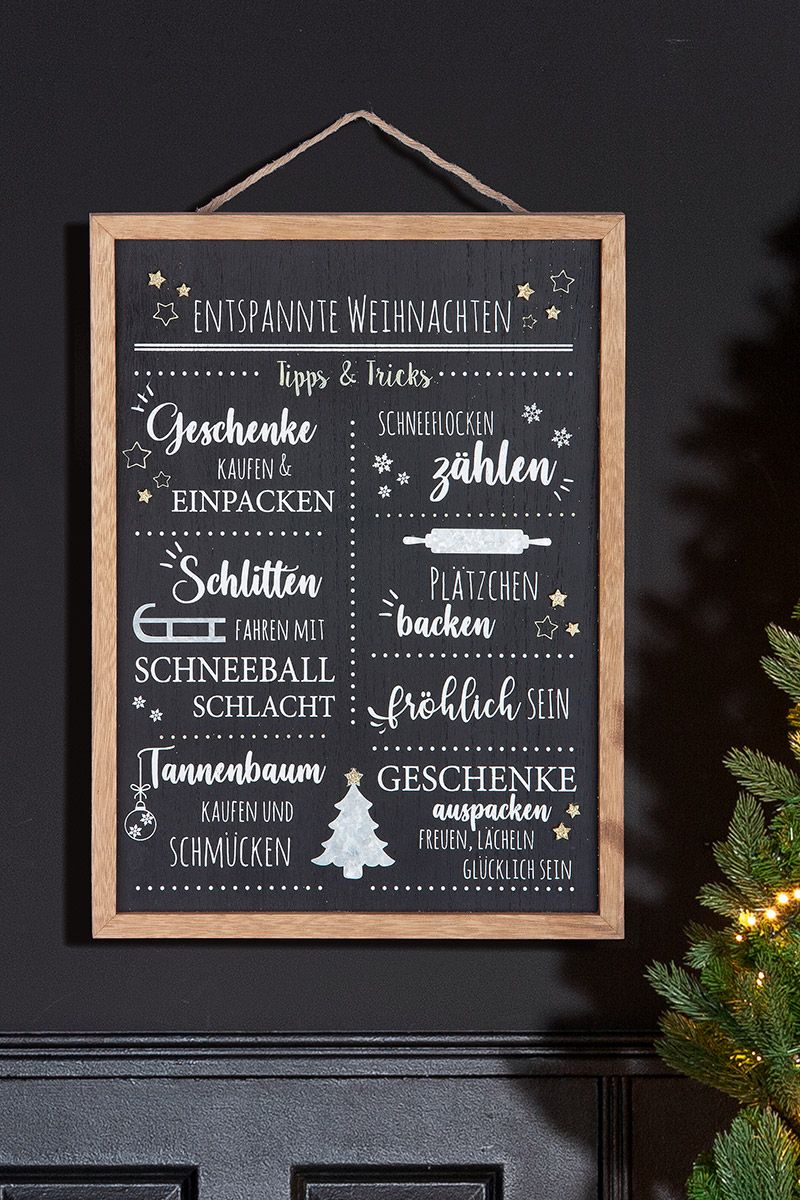 Deko Schild Entspannte Weihnachten Tafel