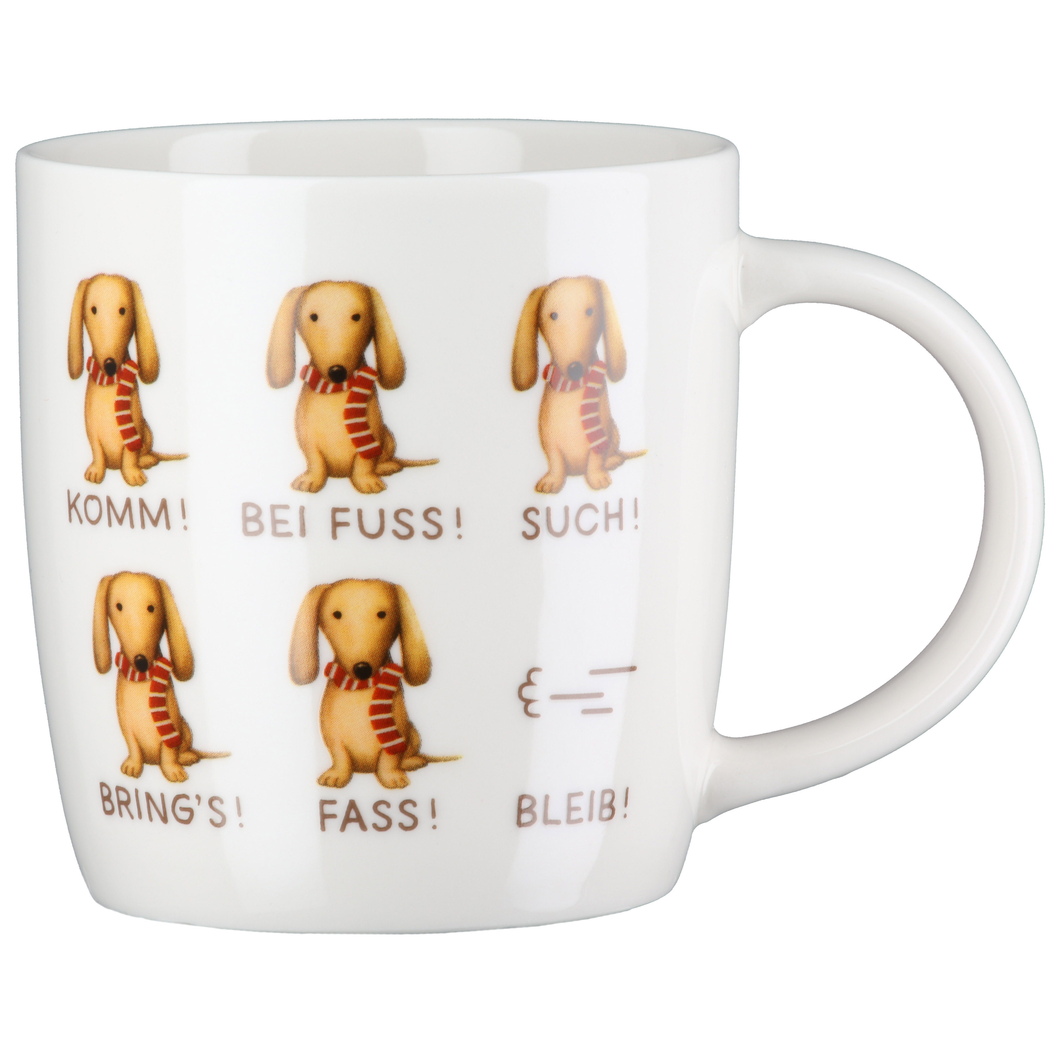 Tasse Frieda Dackelmotiv mit Spruch Hundepuppe, Mug, Becher, Weißer Becher, Halsband rot
