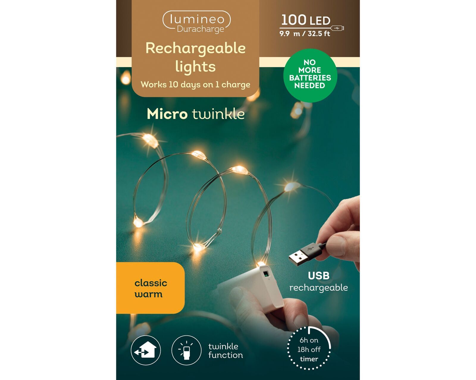 Lichterkette 9,9m 100 LED USB Werbung, Plakat