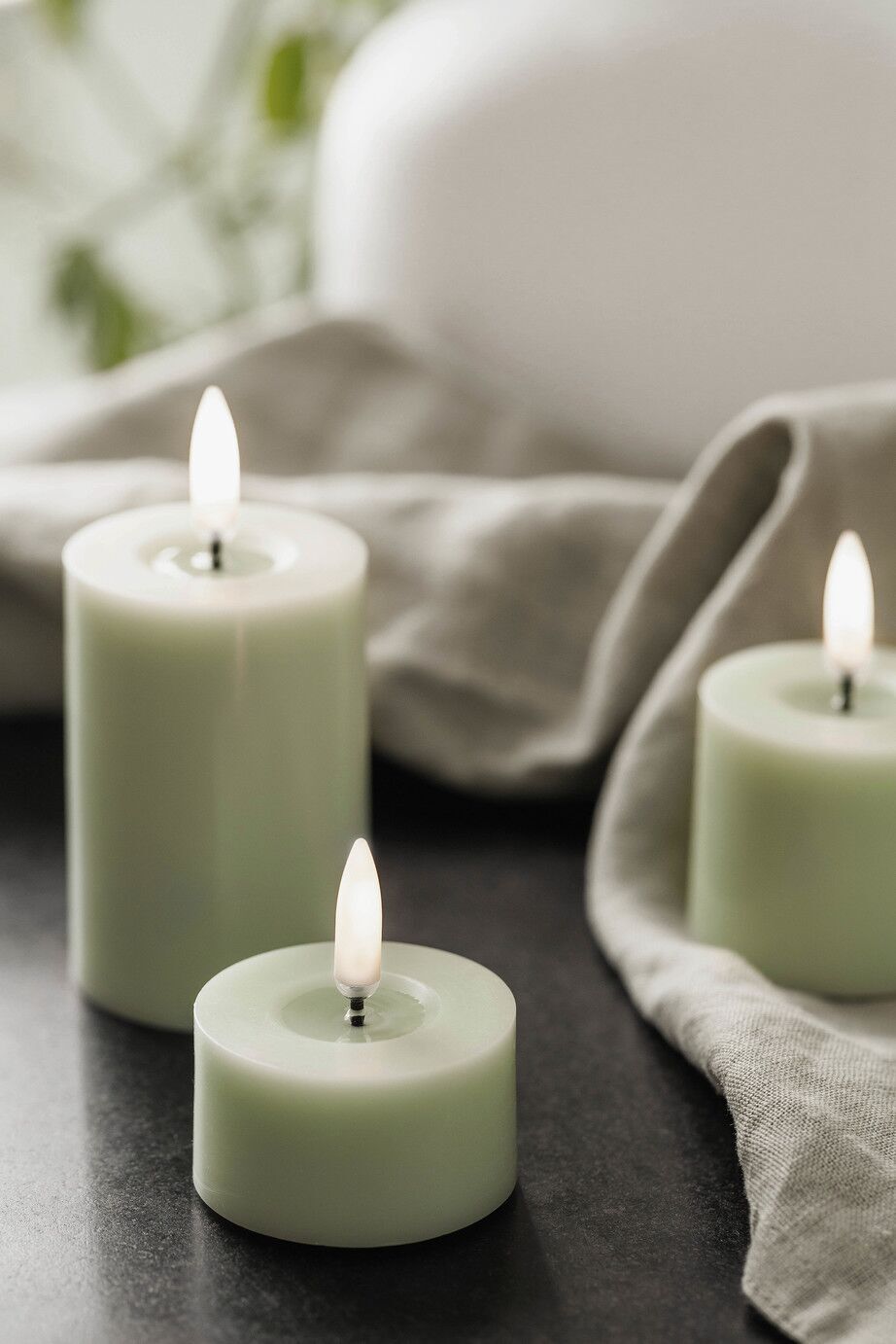 Uyuni LED Stumpenkerze 5 x 2,8cm melted dusty green