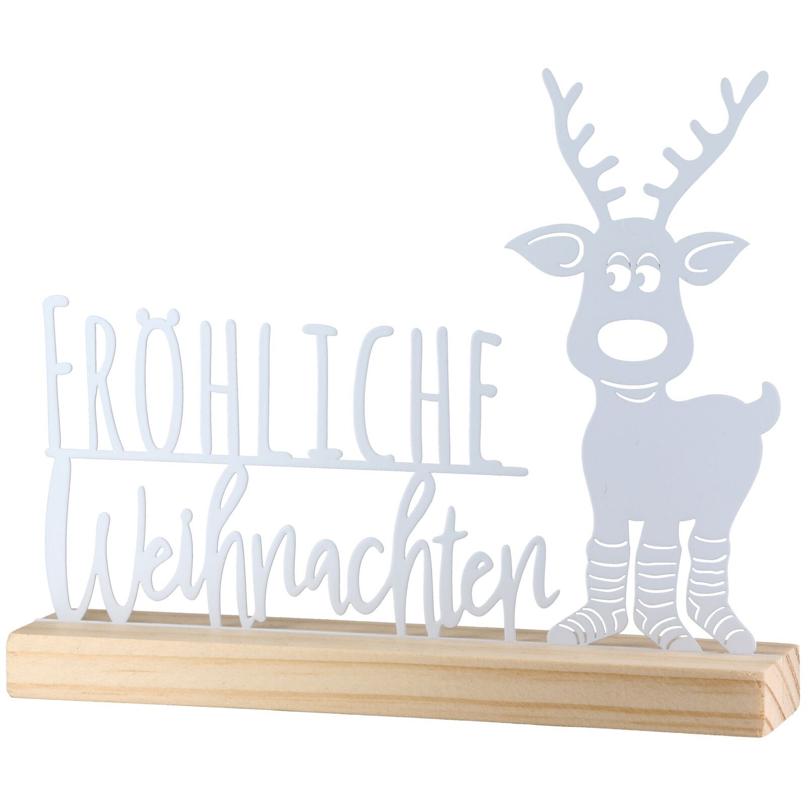 Deko Aufsteller Standrelief Rentier Ole 15cm weiß Tier, Hirsch, Säugetier, Tierwelt, Holz