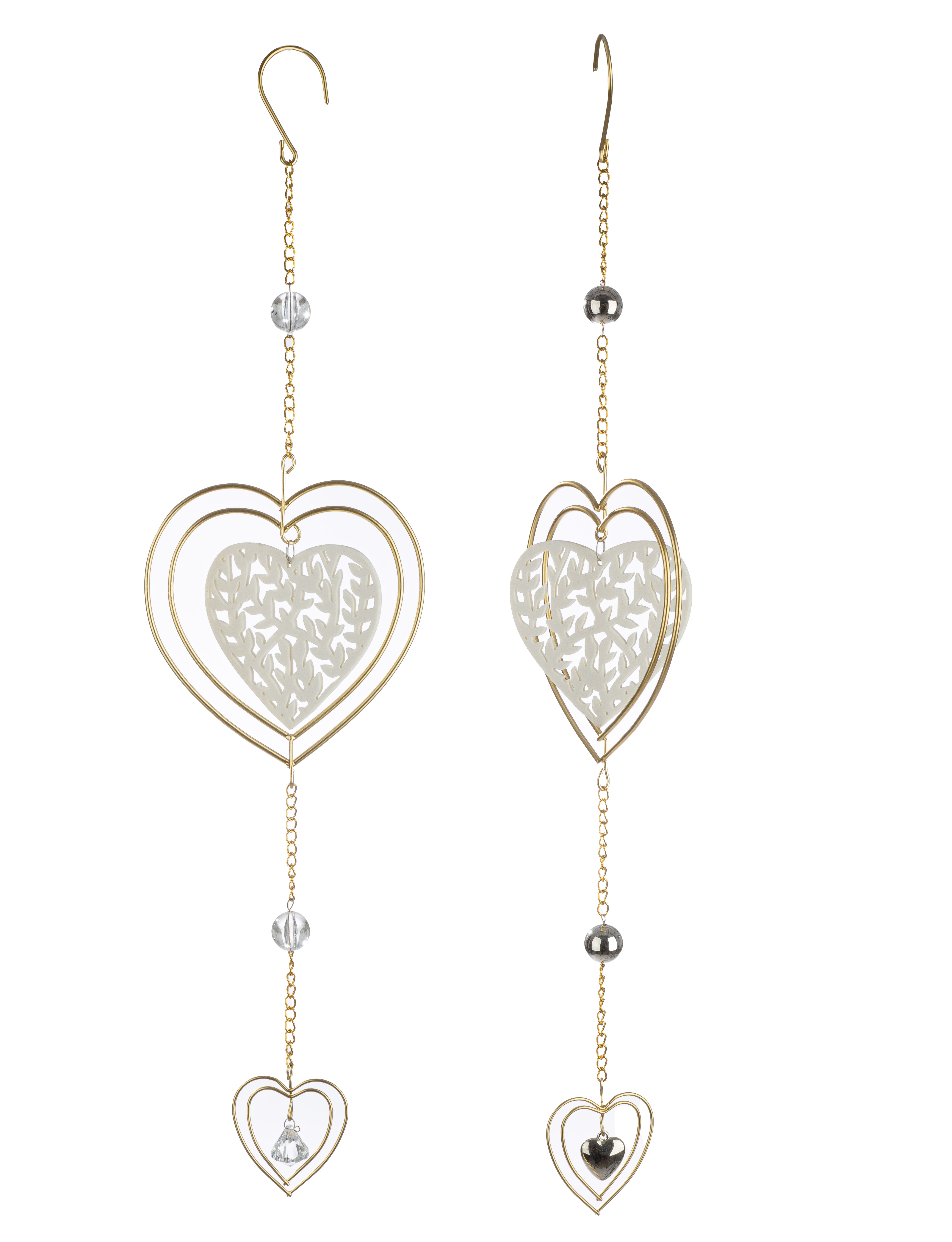 Deko Hänger Hearts 2 Stück Keramik/Metall