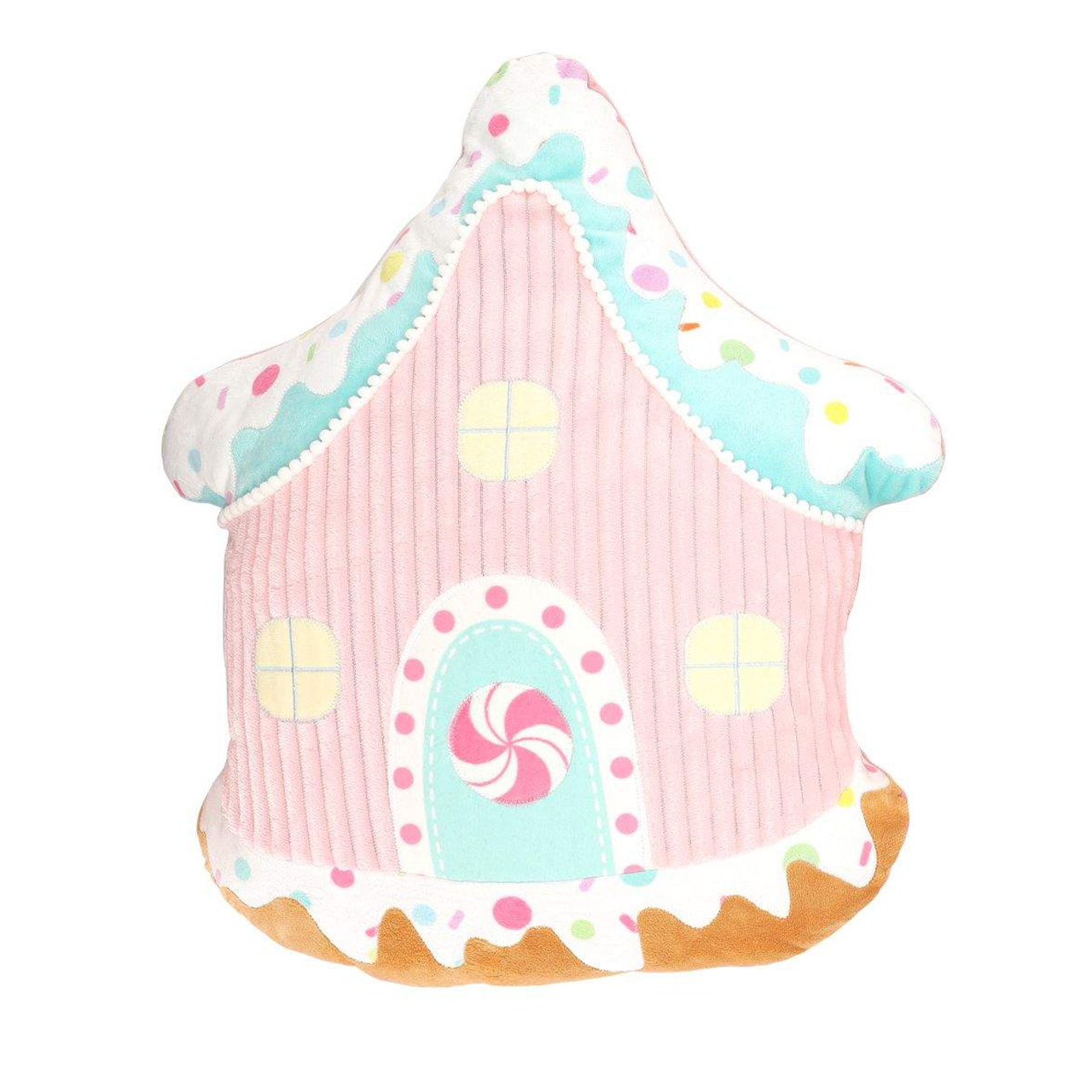Gingerbread House Kissen rosa 40cm Sahne, Essen, Zuckerguss, Windel, Törtchen