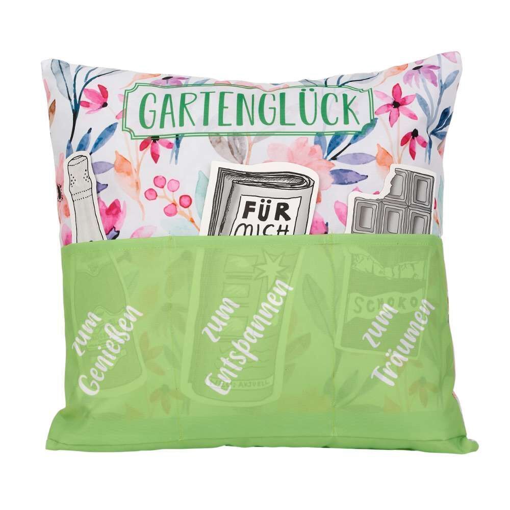 Outdoor Kissen mit Taschen - Gartenglück