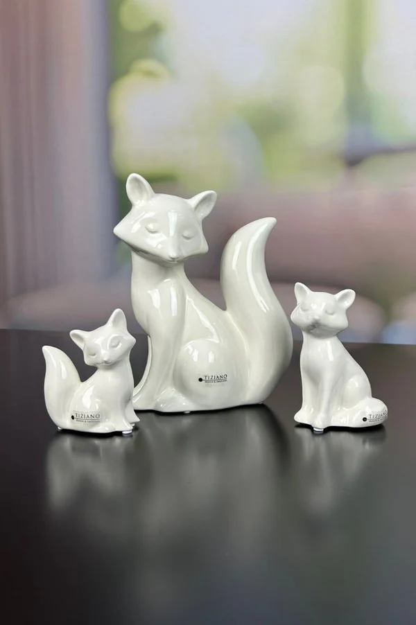 Katzenfigur, Keramikfigur, Haustier, white glaze, Tierstatue
