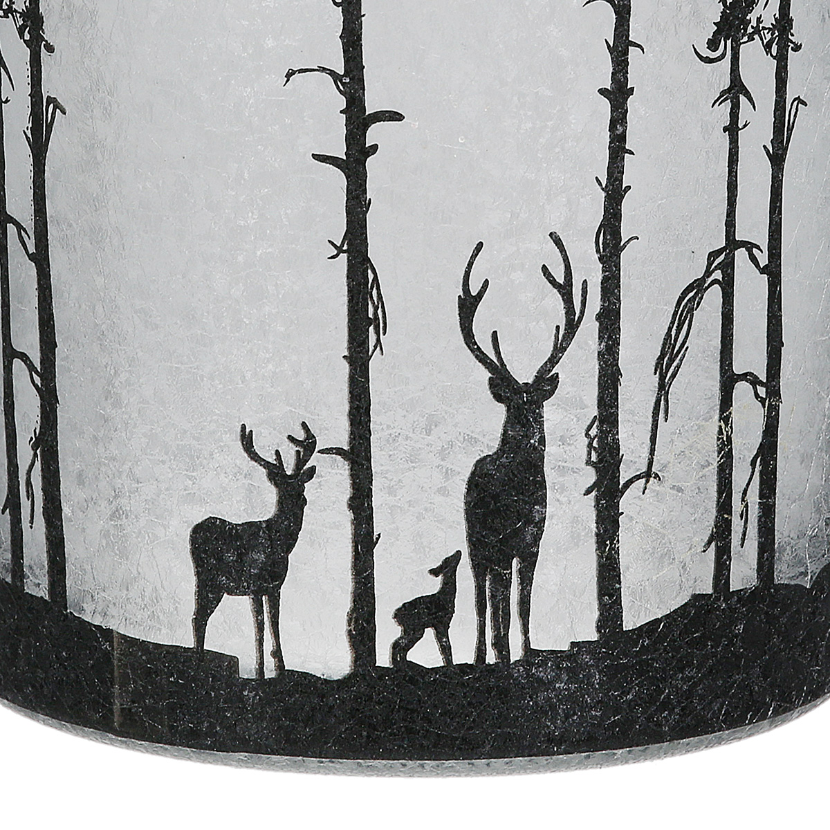 Windlicht Waldesruh 8cm Reh, Hirsch, Waldsilhouette, Schaubild, Natur