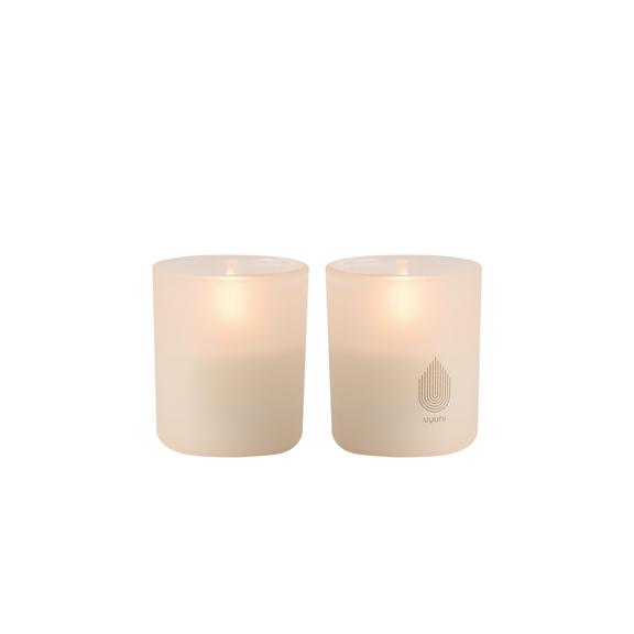 Uyuni LED Glas Stumpenkerze 6x7cm vanilla 2er Set Kerze