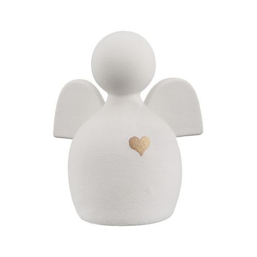 Figur Engel Heart 13,5cm Keramik weiß Töpferei
