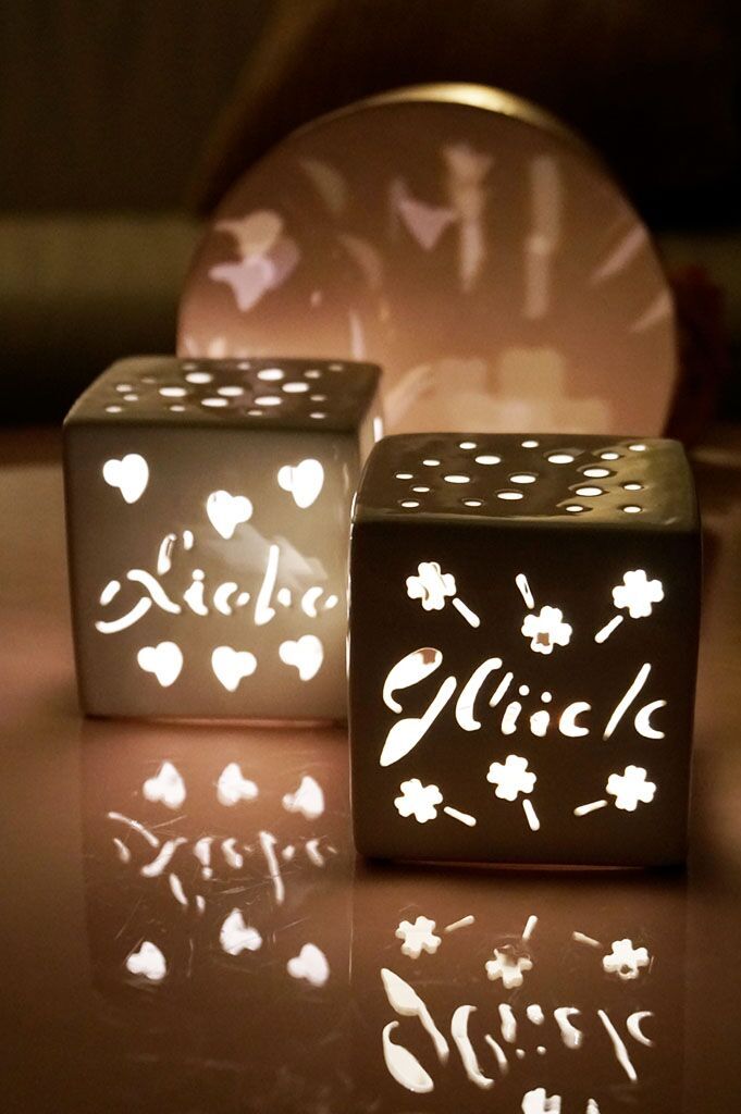 Würfel Tuardo 9cm Liebe LED creme