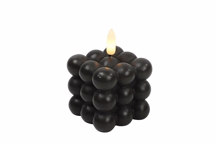 LED Bubble Kerze Lyon S schwarz 7,5cm
